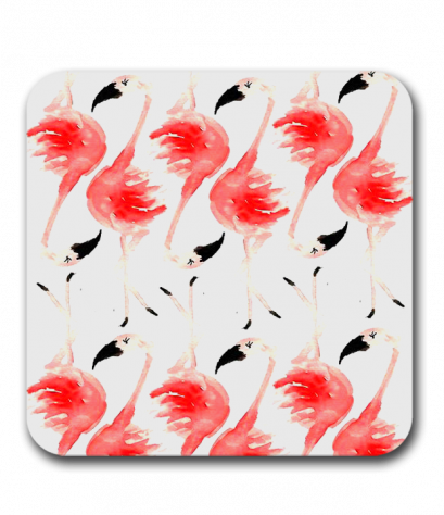 ที่รองแก้วน้ำ Flamingos pattern MDF Square coaster